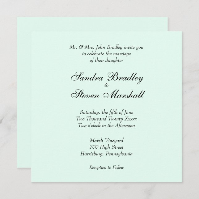 Invitación a la Boda Verde en la Casa de la Moneda (Anverso / Reverso)