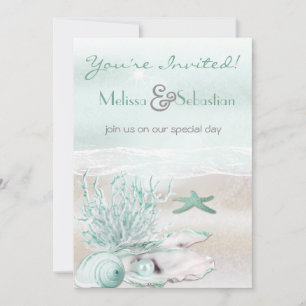 Invitación a la Boda Verde en la playa Dream Shore