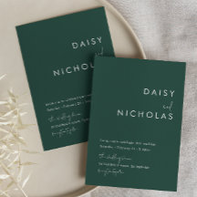 Invitación a la boda verde esmeralda moderna