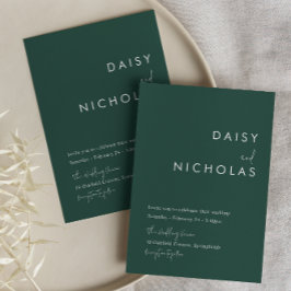 Invitación a la boda verde esmeralda moderna