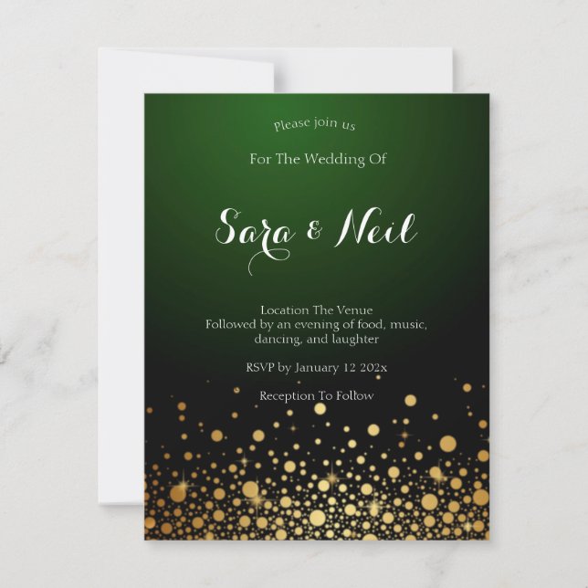 Invitación a la boda verde esmeralda popular (Anverso)