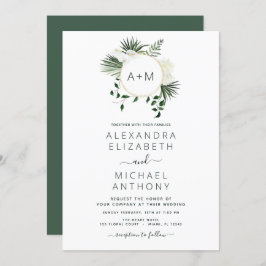 Invitación a la Boda Verde Esmeralda Tropical Mono