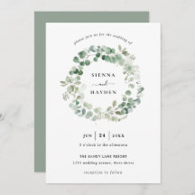 Invitación a la Boda Verde Eucalyptus Wreath Sage