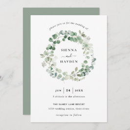 Invitación a la Boda Verde Eucalyptus Wreath Sage