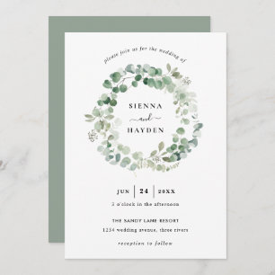 Invitación a la Boda Verde Eucalyptus Wreath Sage