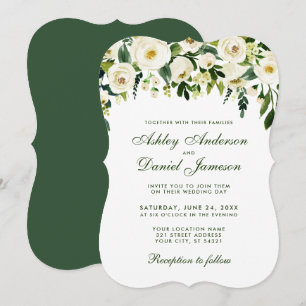 Invitación a la boda verde floral acuarela GSB