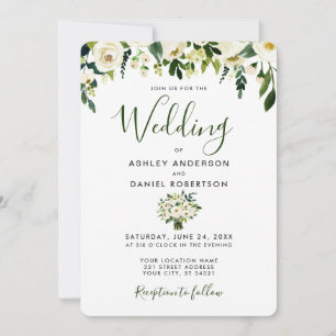 Invitación a la boda verde floral acuática moderna
