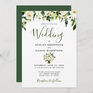 Invitación a la boda verde floral acuática moderna