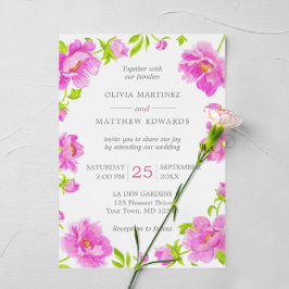 Invitación a la boda verde floral de los peonies r