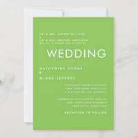 Invitación a la boda verde lima ultracontemporánea
