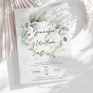Invitación a la boda Verde Minimalista floral
