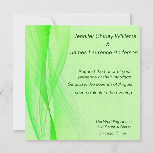 Invitación a la boda verde moderna (Anverso)