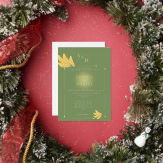 Invitación a la boda verde oliva de espíritu libre