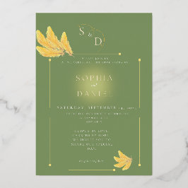 Invitación a la boda verde oliva de espíritu libre
