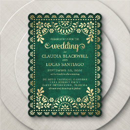 Invitación a la Boda Verde Papel Picado