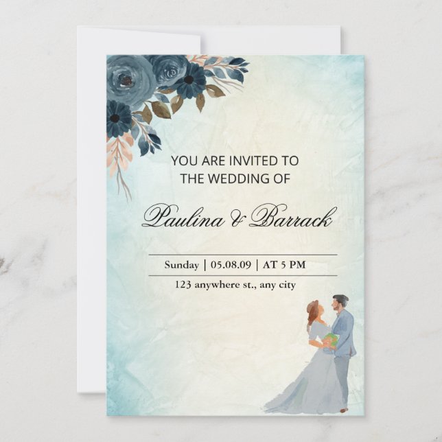 Invitación a la Boda Verde Pastel (Anverso)