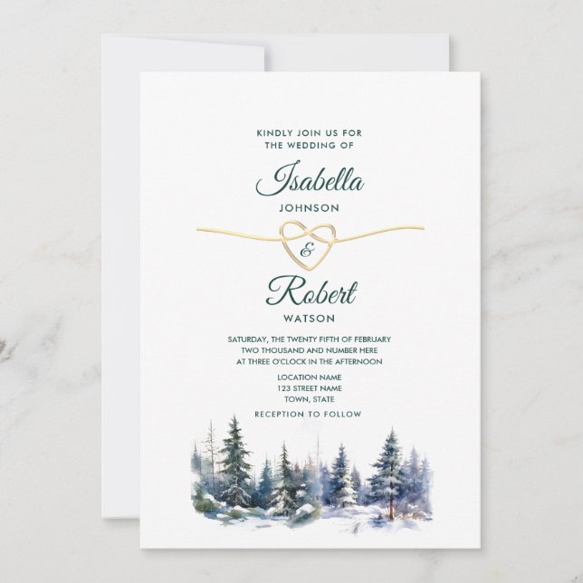Invitación a la Boda Verde Pine Forest (Anverso)