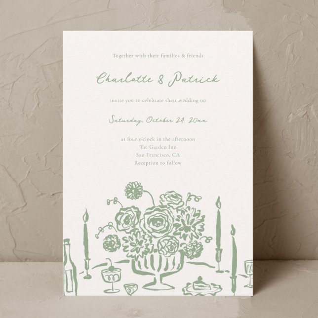 Invitación a la Boda Verde por la Mano dibujada po (Subido por el creador)