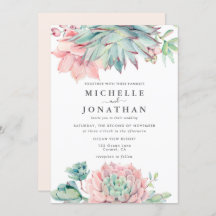 Invitación a la Boda Verde Rosa Dulce