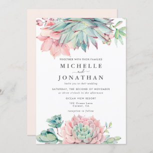 Invitación a la Boda Verde Rosa Dulce