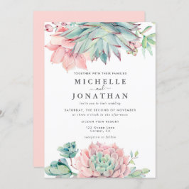 Invitación a la Boda Verde Rosa Dulce