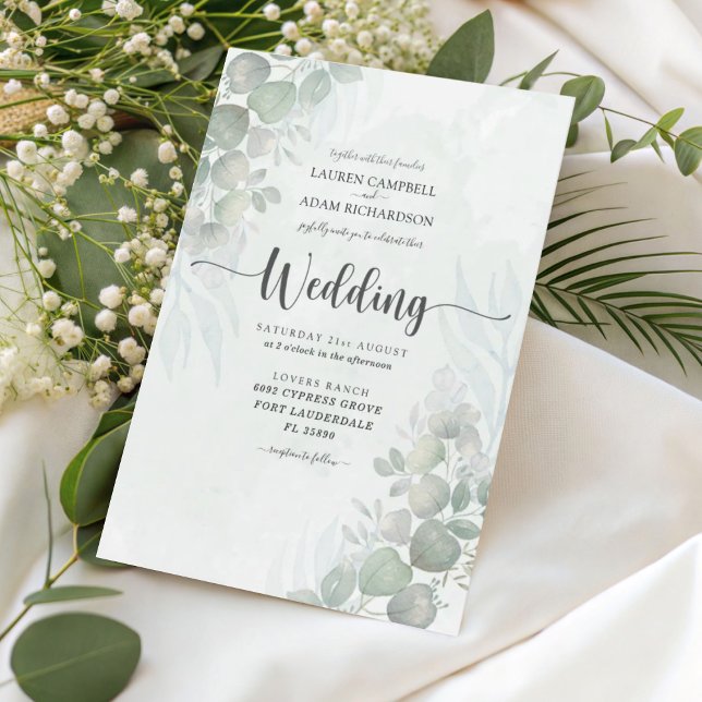 Invitación a la Boda Verde Rustica Eucalyptus Sage (Subido por el creador)