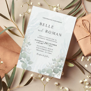 Invitación a la Boda Verde Rustica Eucalyptus Sage