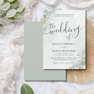 Invitación a la Boda Verde Rustica Eucalyptus Sage