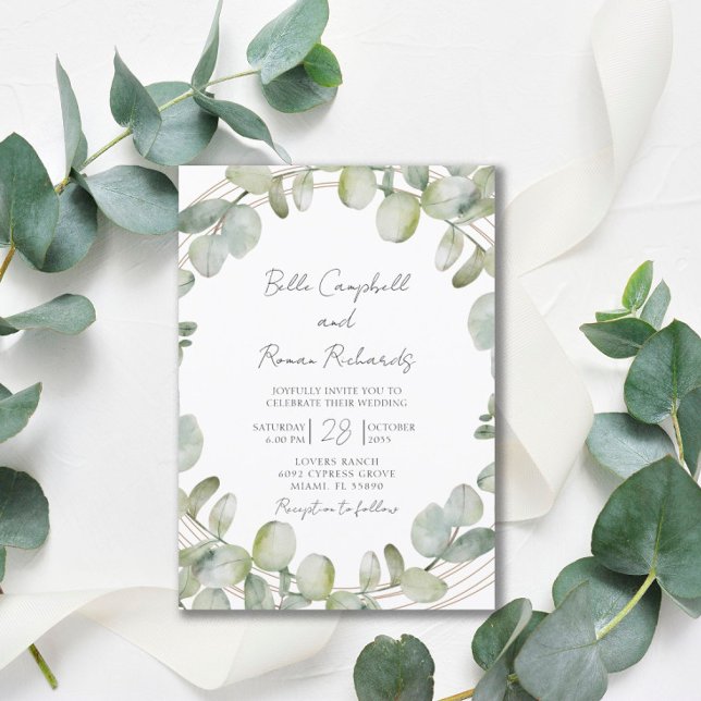 Invitación a la Boda Verde Rustica Eucalyptus Sage (Subido por el creador)