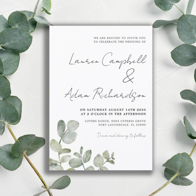 Invitación a la Boda Verde Rustica Eucalyptus Sage (Subido por el creador)