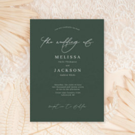 Invitación a la boda verde sabia guionada minimali