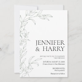 Invitación a la boda verde sabia minimalista