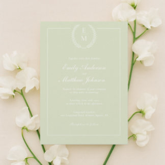 Invitación a la boda verde sabia minimalista