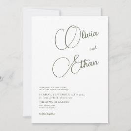 Invitación a la boda verde sabia minimalista