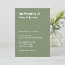 Invitación a la boda verde sage moderna y simple