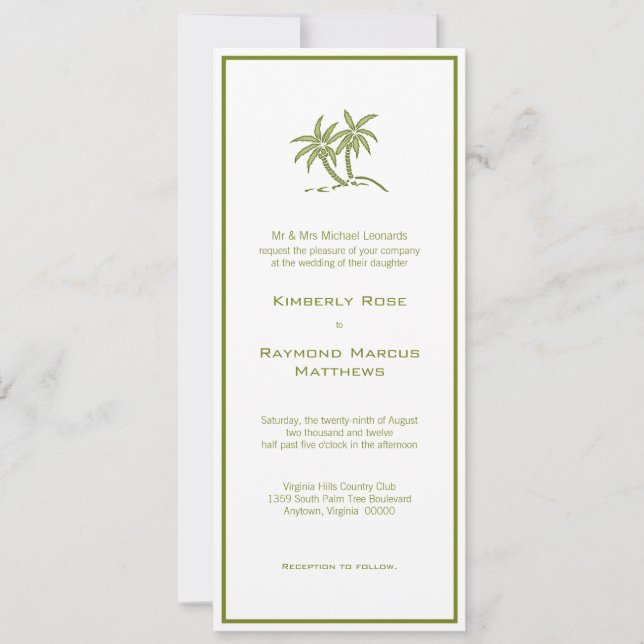 Invitación a la boda verde tropical de palmeras ge (Anverso)