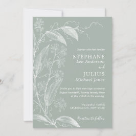 Invitación a la Boda Verde Vintage