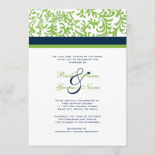 Invitación a la boda verde y azul