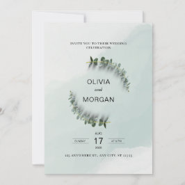 Invitación a la boda verde y blanca