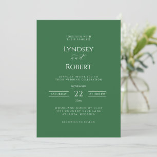 Invitación a la Boda Verde y Blanca Clásica de mod