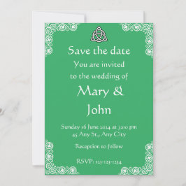 Invitación a la boda verde y blanca irlandesa
