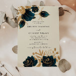 Invitación a la boda verde y de oro acuarela<br><div class="desc">Nuestra colección "Watercolor Gold Rosas Boda" cuenta con ricos fondos acuáticos en esmeralda y zafiro con rosas de los mismos colores y follaje dorado. Las letras decorativas son parte de un guión personalizado, pero pueden ser incorporadas en un diseño de monograma a petición suya. Visita nuestra tienda para ver más...</div>