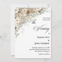 Invitación a la boda verde y dorada