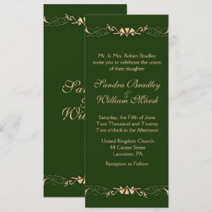 Invitación a la Boda Verde y Dorada de Cazador