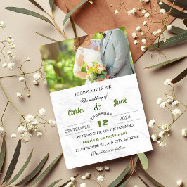 Invitación a la boda verde y elegante