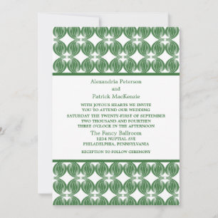 Invitación a la boda verde y moderna de decoro