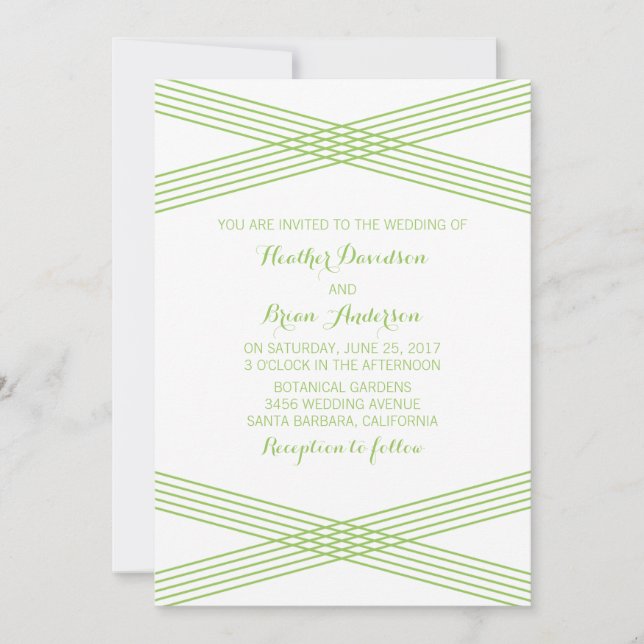 Invitación a la boda verde y moderna de decoro (Anverso)