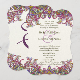 Invitación a la boda verde y rosa