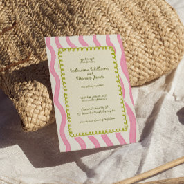 Invitación a la Boda Verde y Rosa Moderna