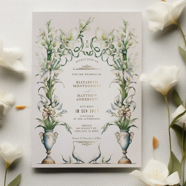 Invitación a la boda victoriana Calla Lily Eleganc (Subido por el creador)